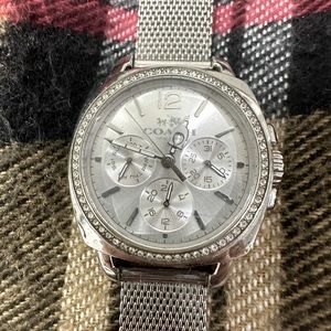 Coach 14502489 Mini Boyfriend Crystal Bezel Silver Tone Mesh Band Ladies Watch